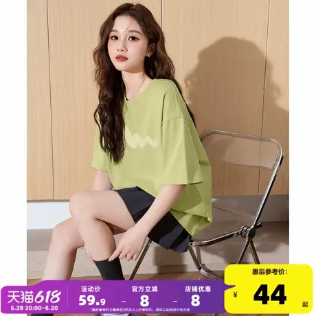 唐狮圆领短袖T恤女2025春夏季新款纯棉T恤chic设计感小众宽松上衣商品大图