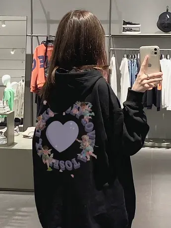 大码胖mm显瘦薄款连帽卫衣女美式复古ins潮牌小众炸街外套上衣秋商品大图