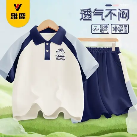 雅鹿女童夏季POLO衫套装2025新款儿童短袖t恤中大童运动透气衣服商品大图