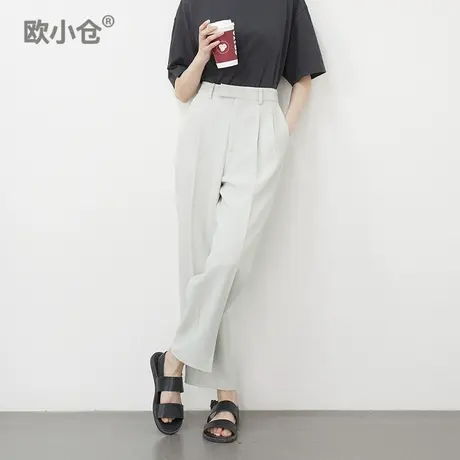 欧小仓 醋酸系列 空气感春夏薄款奶奶裤 打褶垂感九分哈伦西裤商品大图