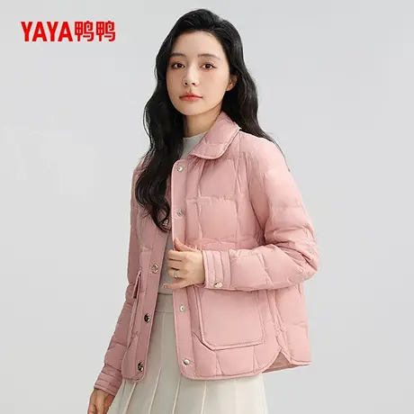 鸭鸭衬衫领轻薄羽绒服短款女2024冬新品时尚百搭显瘦保暖品牌外套商品大图