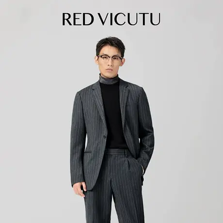 VICUTU威可多男士纯绵羊毛西服商务差旅条纹西装外套时尚西服上衣商品大图