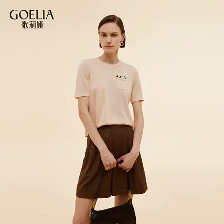 歌莉娅秋季新品手绣醋酸羊毛上衣1E8L5G530图片