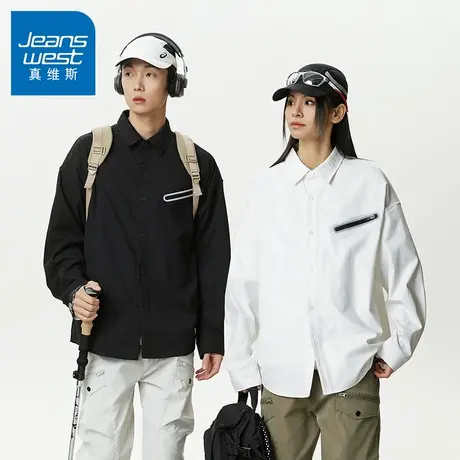N5真维斯男士长袖衬衫2025新款秋季户外时尚外套上衣男生休闲衬衣商品大图