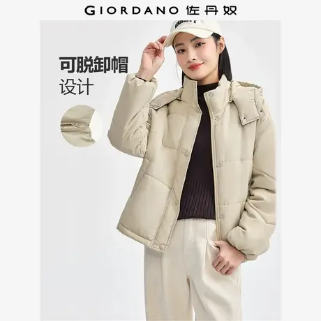 佐丹奴外套女装可脱卸帽梭织长袖棉衣外套 05374717图片