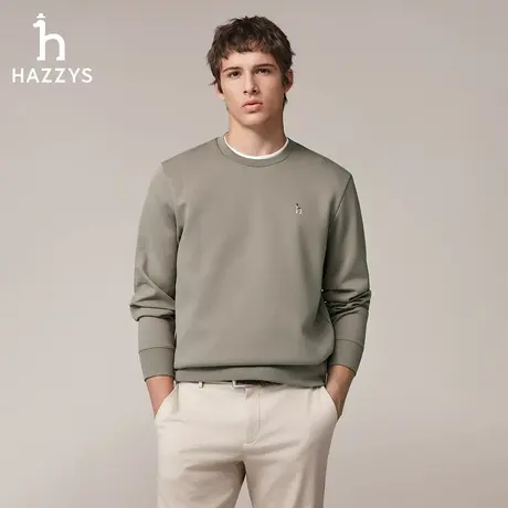 【李佳琦直播间】Hazzys哈吉斯男运动风卫衣圆领套头长袖T恤上衣商品大图