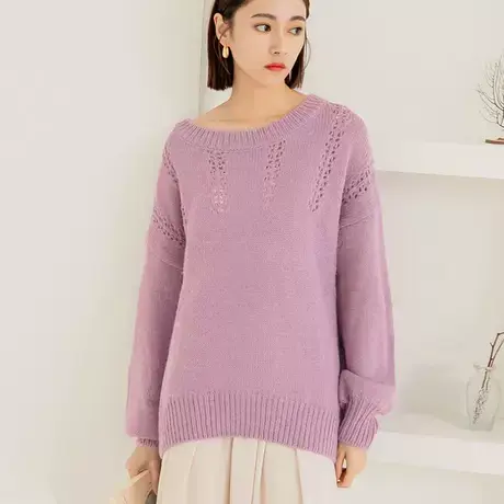 桔熊秋冬保暖气质毛衣宽松包芯纱长袖针织衫女装胖妹妹大码FA2478图片