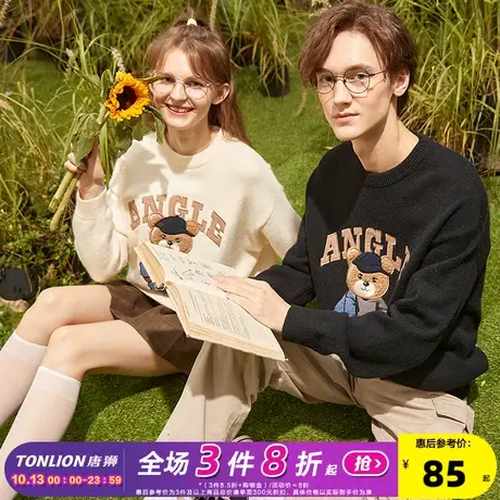 唐狮2021秋冬新款情侣毛衣装ins超火潮流宽松套头男女毛线衫女装图片