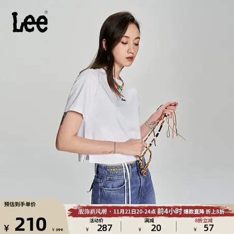 Lee商场同款23新品修身短款下摆抽绳女短袖T恤潮LWT0051403RT图片