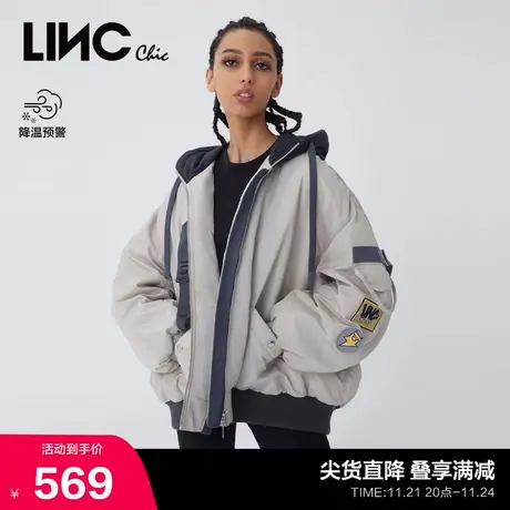 LINCCHIC金羽杰羽绒服女飞行员夹克短款羽绒服女冬外套Y21602139商品大图