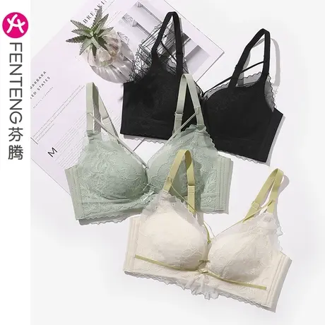 芬腾文胸女薄款性感蕾丝无钢圈收副乳胸罩聚拢上托防下垂少女文胸商品大图