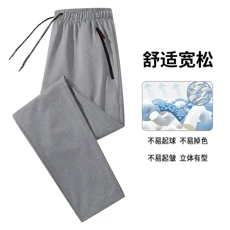 春秋季裤子男宽松直筒潮牌韩版潮流休闲长裤男士灰色抽绳运动卫裤商品大图