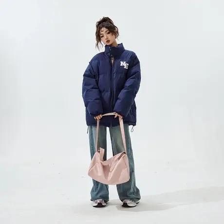 YEP刺绣立领棉服女加厚冬天外套2023年新款美式复古宽松潮牌棉衣商品大图