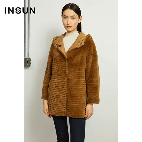 INSUN恩裳奥莱冬季赫本风轻薄桑蚕丝皮草图片