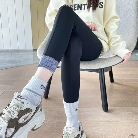 黑色加绒鲨鱼裤女外穿收腹打底秋冬高腰紧身显瘦加厚芭比瑜伽裤子图片