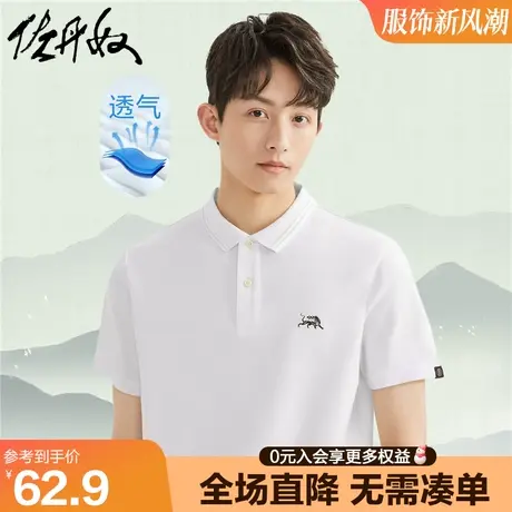 佐丹奴Polo衫男针织珠地布三头翼虎国风刺绣短袖翻领上衣18013609图片