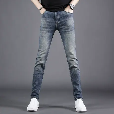 夏季薄款牛仔裤男修身小脚高端复古潮牌2024新款百搭男士牛仔长裤商品大图