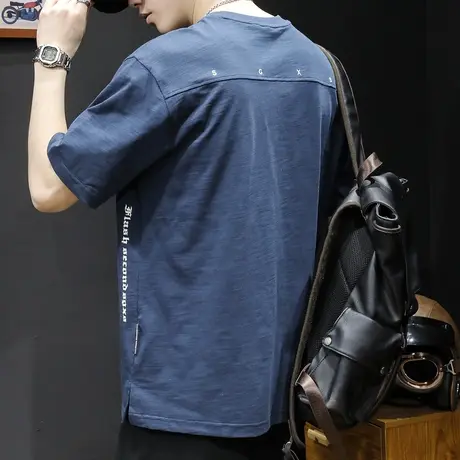 重磅短袖t恤男士半袖上衣潮牌胖子大码2024新款男装体恤男款夏季商品大图