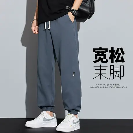 夏季薄款男士日系港风运动休闲裤子2024新款男生束脚哈伦夏天男装商品大图