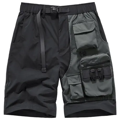 VIP假两件机能工装短裤男夏季拼接撞色多口袋休闲五分裤宽松中裤商品大图