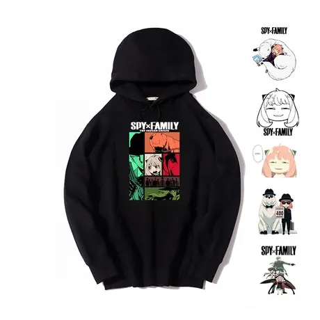 秀洛间谍过家家阿尼亚动漫卡通人物周边连帽加绒卫衣休闲上衣男女图片