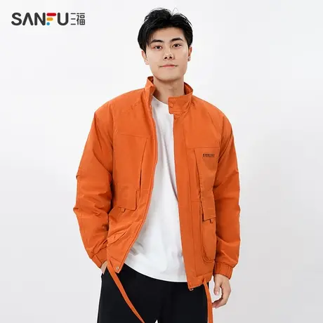 三福2023冬男士立领二棉户外短棉衣 休闲保暖落肩外套男479419图片