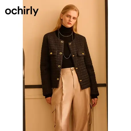 ochirly欧时力 肌理感小香风轻薄羽绒外套女 2023新款秋冬设计感商品大图