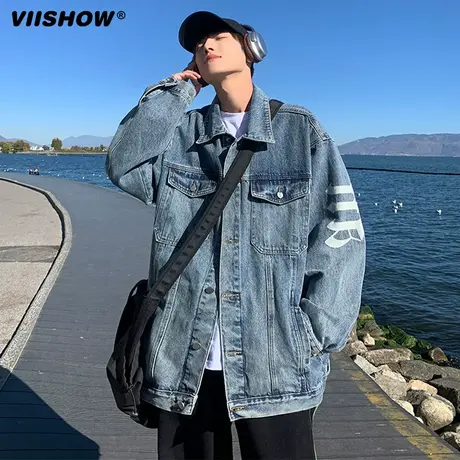 VIISHOW牛仔外套男士潮牌高街百搭休闲夹克复古学生日系男生春装商品大图