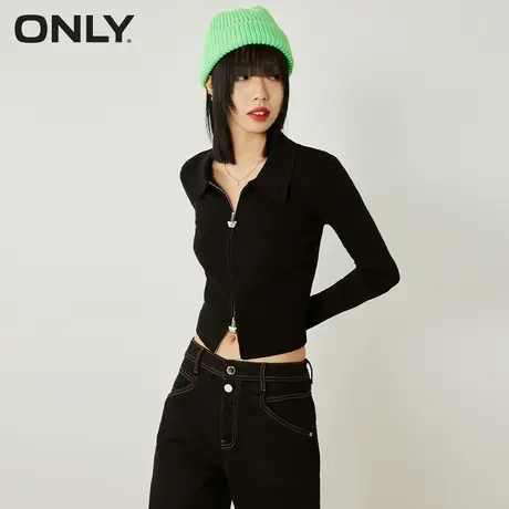 ONLY奥莱夏季短款修身显瘦双拉链开衫毛针织衫女商品大图