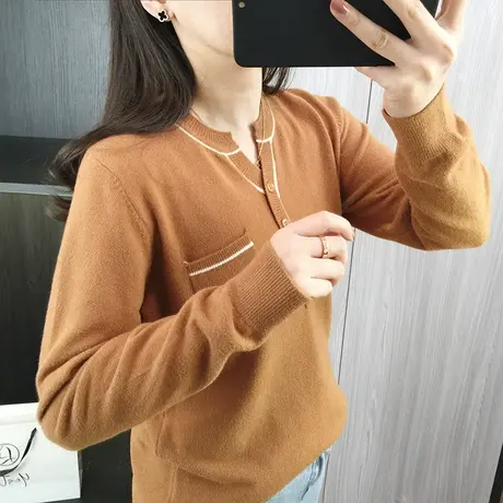 2024春装新款洋气针织衫宽松打底衫春秋季洋气外穿宽松毛衣上衣图片