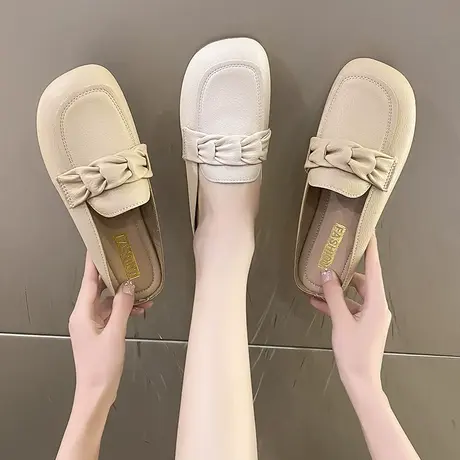 包头半拖鞋女2023新款夏季外穿平底孕妇鞋百搭凉拖仙女温柔风凉鞋图片