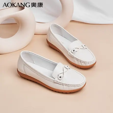奥康妈妈鞋秋季款女鞋一脚蹬鞋子软底轻便单鞋舒适中老年皮鞋女商品大图
