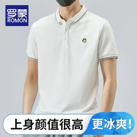 罗蒙短袖T恤男士宽松夏季新款舒适潮流百搭翻领POLO衫上衣男潮牌图片