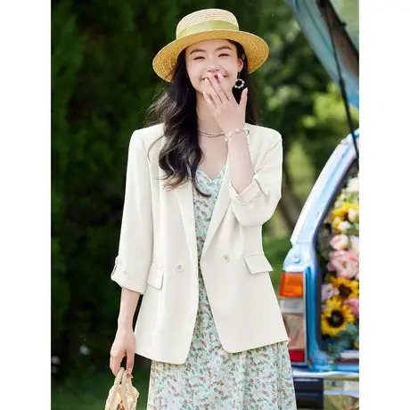 时尚气质西装七分袖外套2023年夏季新款女简约宽松显瘦上班族上衣商品大图