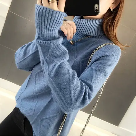 高领毛衣女宽松外穿慵懒风秋装2022年新款时尚洋气加厚打底衫内搭图片