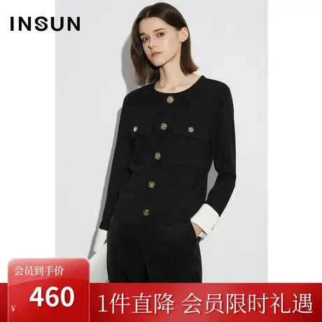 [触感香风]恩裳COVER2023年早春新款丝光羊毛混纺复古金属扣上衣商品大图