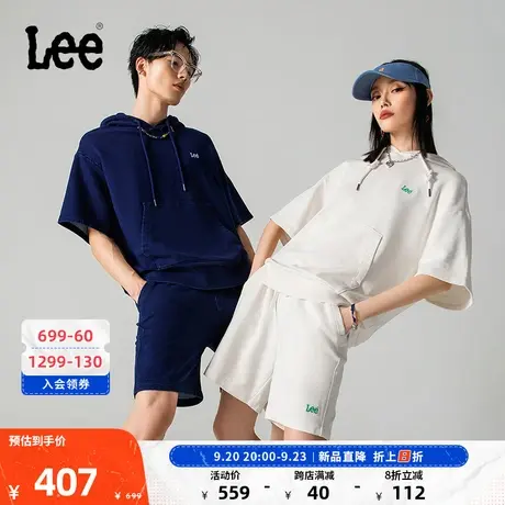 Lee商场同款23新品舒适版logo连帽多色男女同款短袖卫衣休闲图片