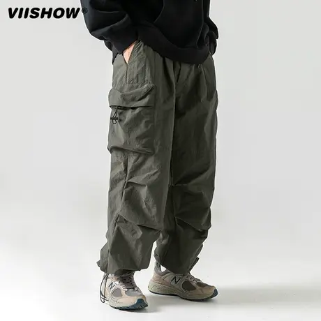 VIISHOW日系户外防泼水宽松裤秋季潮牌机能立体口袋工装休闲裤男商品大图