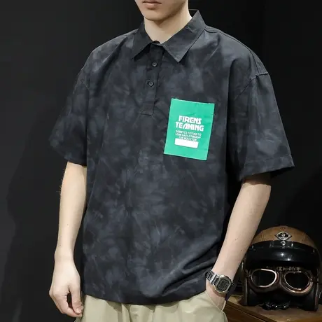 polo衫男冰丝短袖t恤男士夏季薄款宽松大码潮牌新款男装体恤男款商品大图