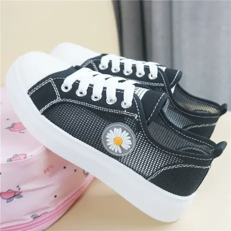 小雏菊帆布鞋女2023夏季透气网鞋百搭板鞋平底学生网面运动布鞋子商品大图