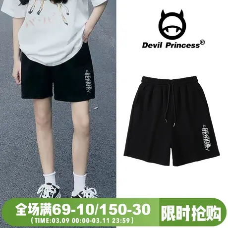 学院风chic宽松黑色短裤女2024新款BF风韩版美式高腰显瘦五分裤潮商品大图