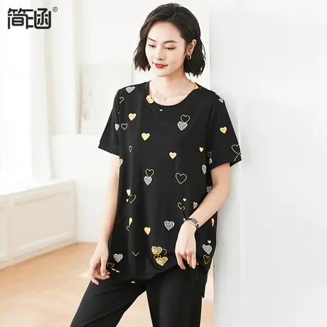 【天丝凉感】大码女装夏新款2023年简涵高端轻奢遮肚胖mm上衣t恤图片