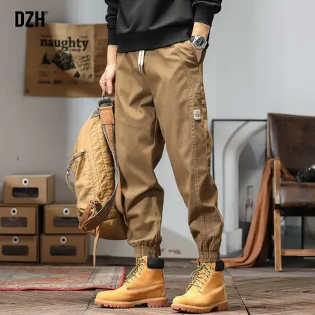 男士小个子工装裤潮牌男日系卡其色裤子休闲百搭男裤伞兵裤束脚裤商品大图