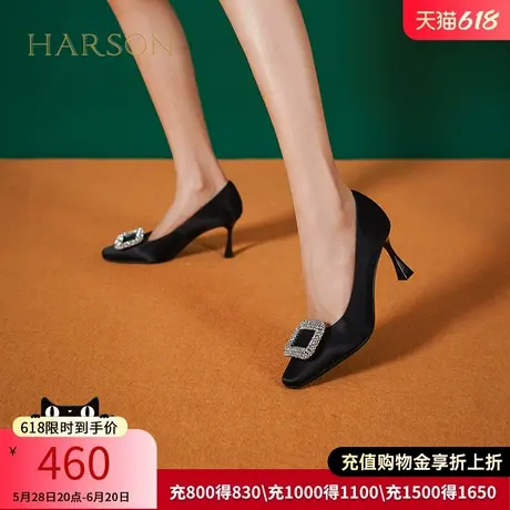 哈森秋新款商场同款欧美细跟高跟约会饰扣女单鞋HS237111商品大图