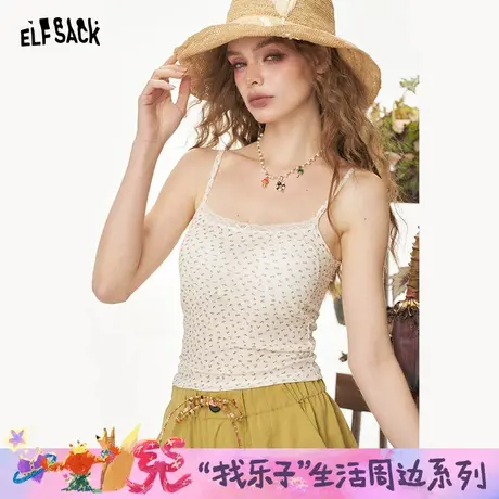 妖精的口袋蕾丝拼接碎花吊带背心2025年新款修身内搭纯欲风上衣商品大图