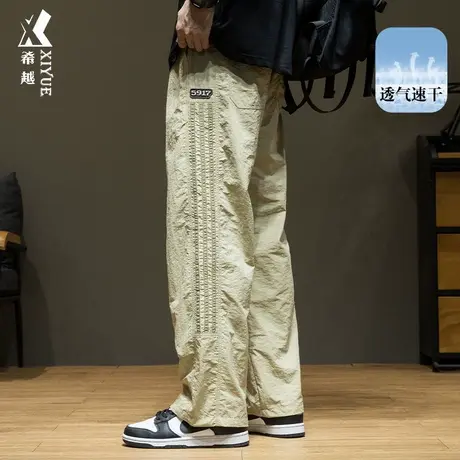 夏季美式三条杠休闲裤男户外速干新款加绒长裤宽松大码男士工装裤商品大图