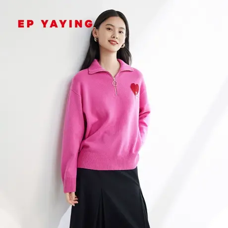 EP YAYING雅莹女装 羊毛羊绒拉链翻领针织衫 2023秋冬新款9506A商品大图