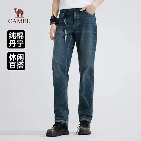 骆驼男装直筒牛仔裤男士2025新款春秋季舒适纯棉复古水洗休闲长裤商品大图