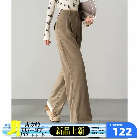 6.24/20点 上新唐狮25秋冬季新款休闲裤女宽松西装腰头灯芯绒直筒图片