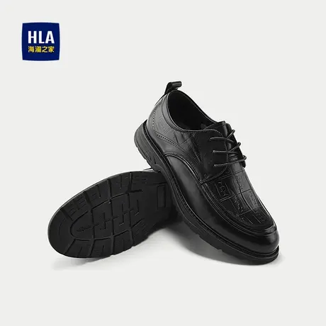 HLA/海澜之家系带正装皮鞋2025新款舒适柔软透气耐穿光泽质感男鞋商品大图